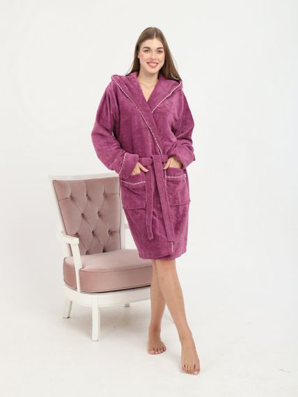 Халат женский махровый фиолетовый AYKA HOME