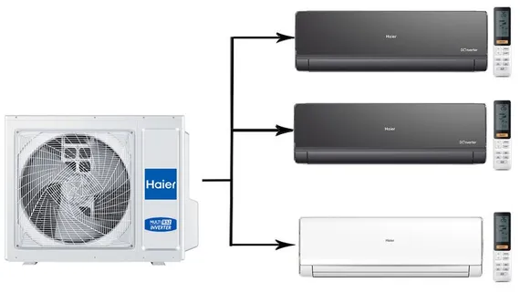 Мульти сплит-система на 3 комнаты 25+35+50 м2 Haier AS09NS6ERA-B+AS12NS6ERA-B+AS18NS6ERA-W/4U85S2SR5FA Lightera Super Match