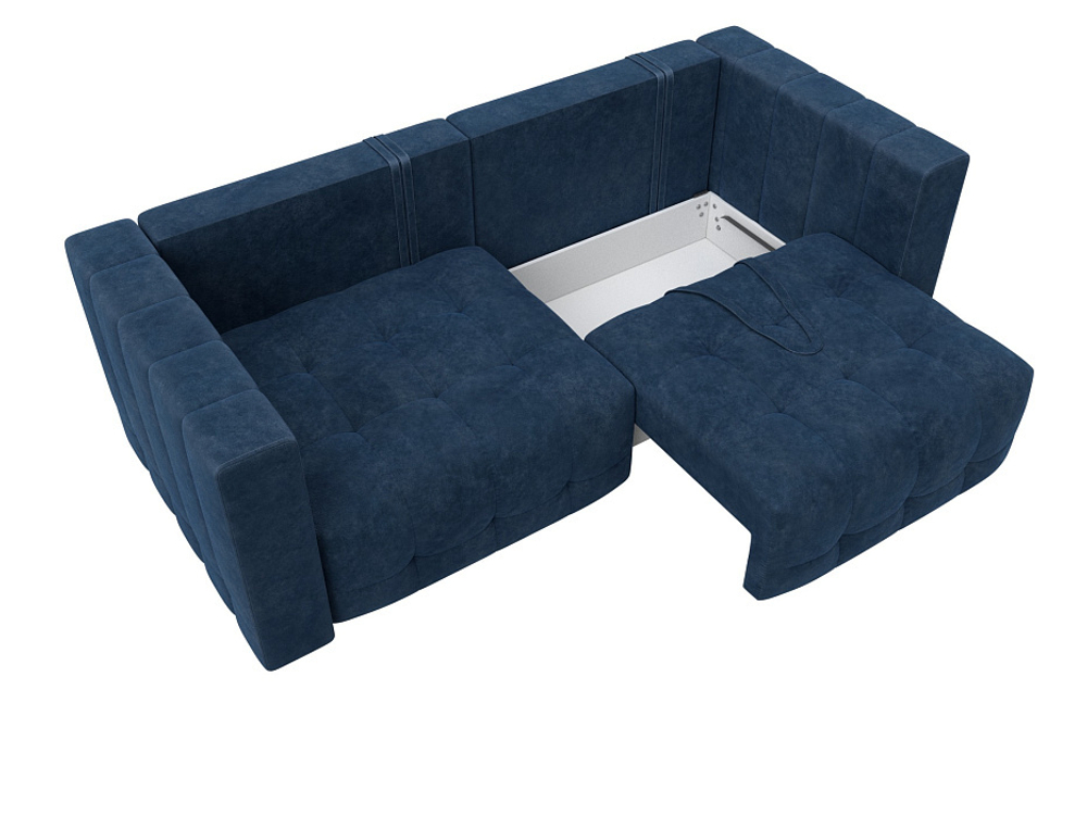 Диван прямой Лига-052 НПБ, BRUT 11 синий, Велюр, 128767
