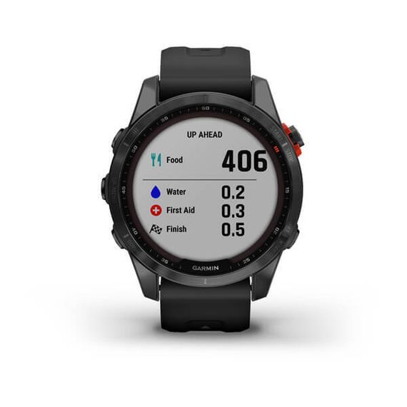 Умные часы Garmin FENIX 7S Solar серый с черным силиконовым ремешком