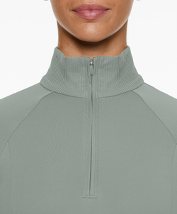 Oysho Короткий лонгслив Comfortlux из ткани в рубчик с застежкой-молнией, серо-зеленый