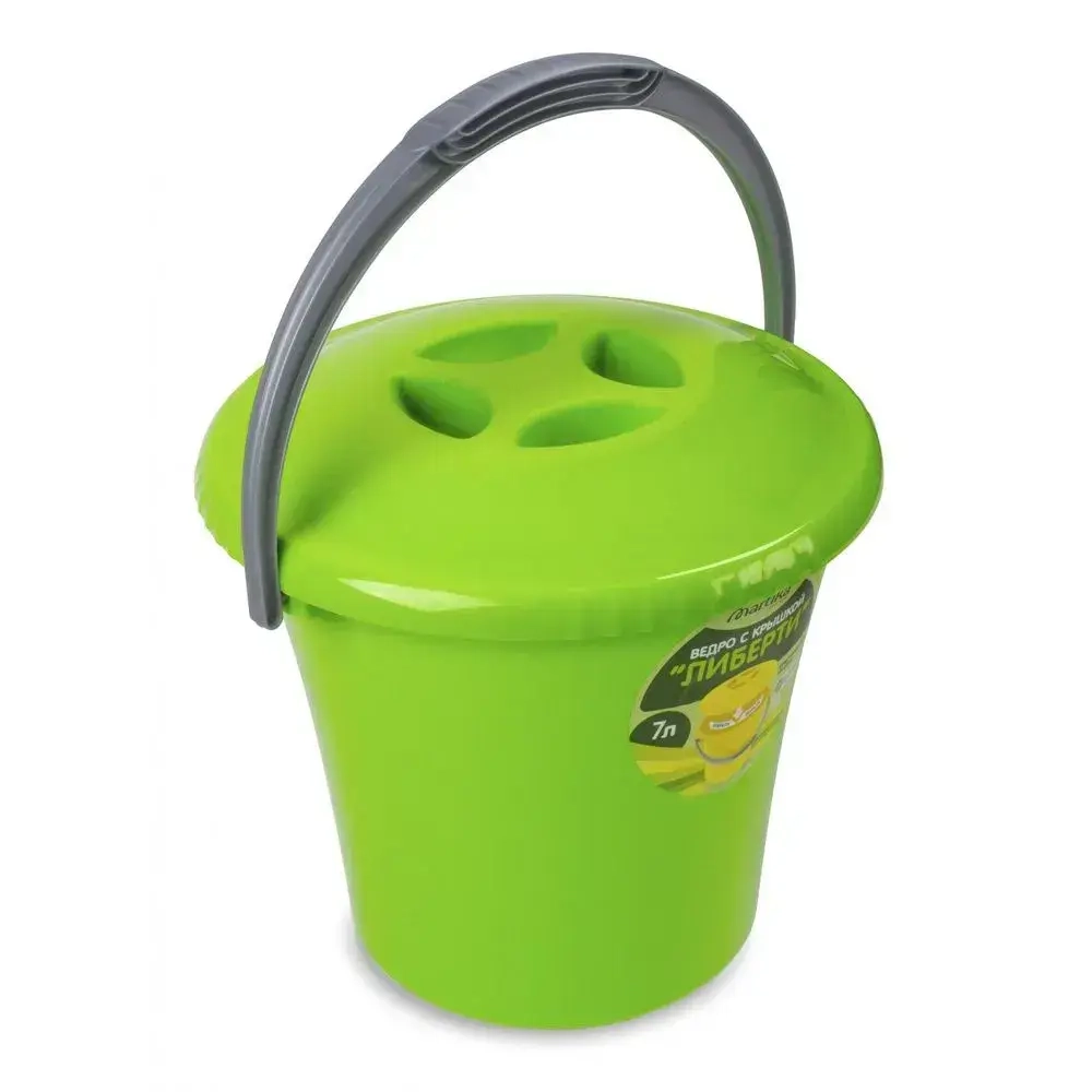 Ведро Либерти 7л с крышкой салатовое С603КСАЛ (комплект 16 шт)