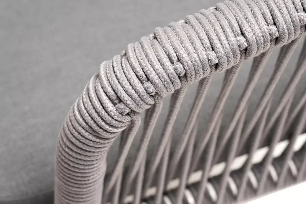 "Малага" обеденная группа на 6 персон со стульями "Марсель", каркас белый, роуп светло-серый