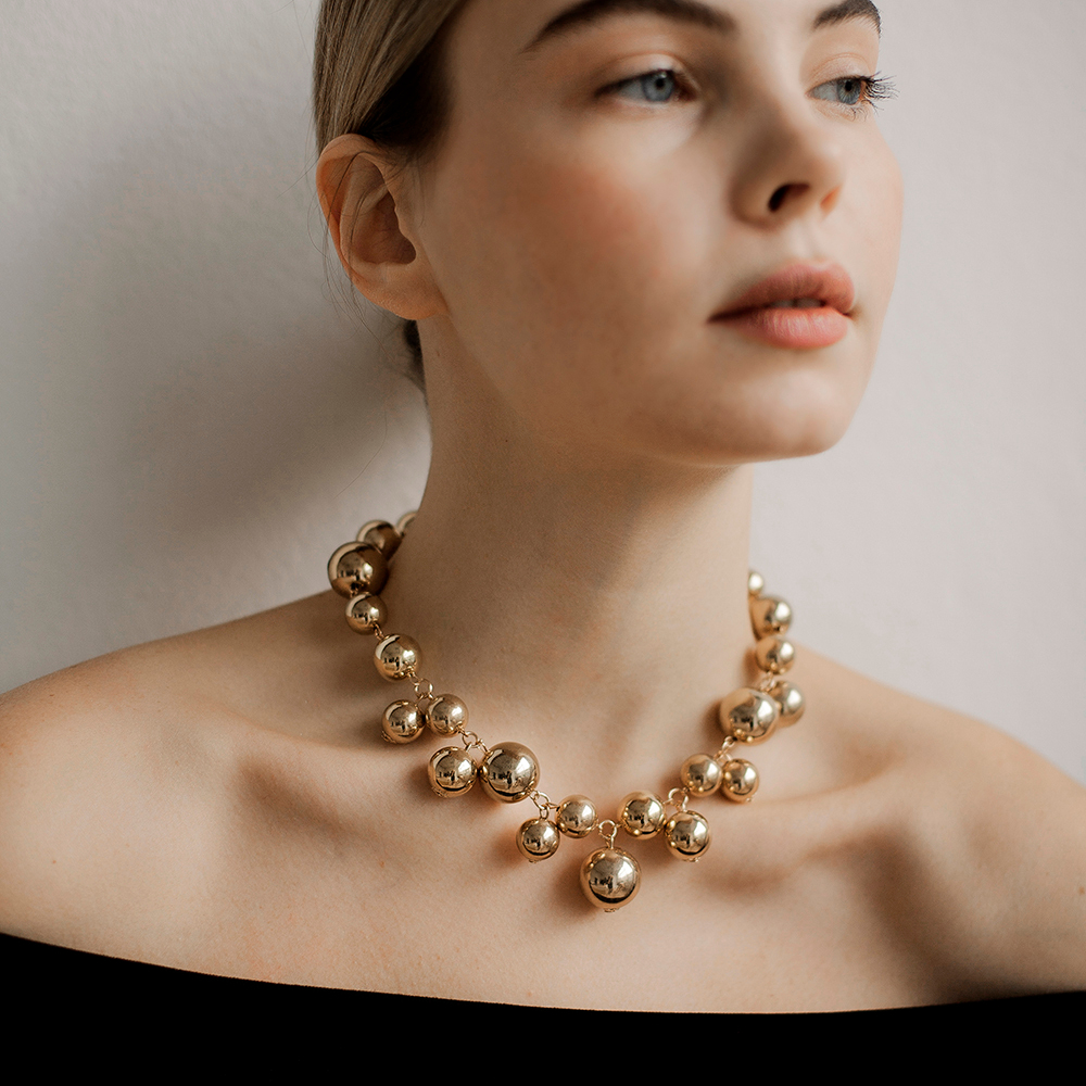 Бусы крупные шары, золото