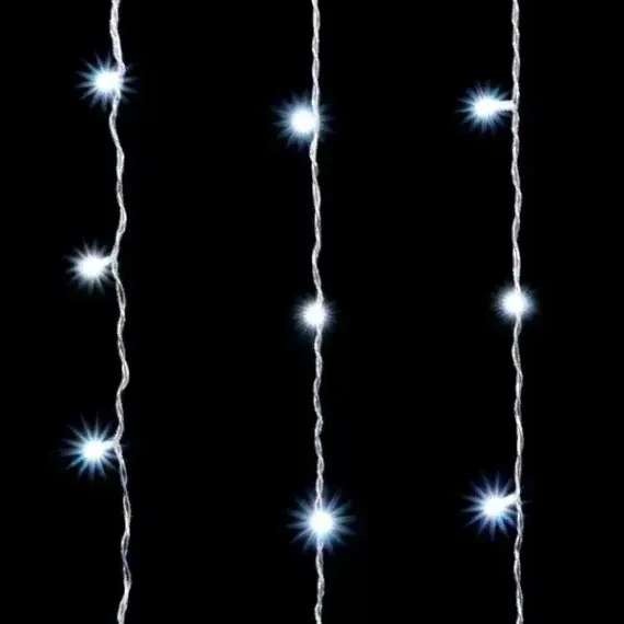 Светодиодный занавес 2*2 м., 400 белых LED ламп, мерцание, облегченный, прозрачный провод ПВХ, LTC (PCL400NOTBLW-10-2W)
