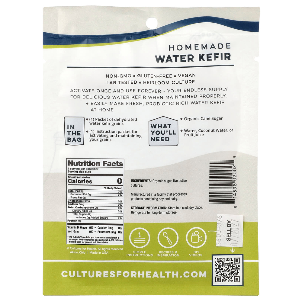 Cultures for Health, Кефир на воде, 1 пакет, 5,4 г (0,19 унции)