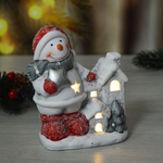 Сувенир новогодний с подсветкой "Снеговик" 9*5*12см, батарейки в комплекте