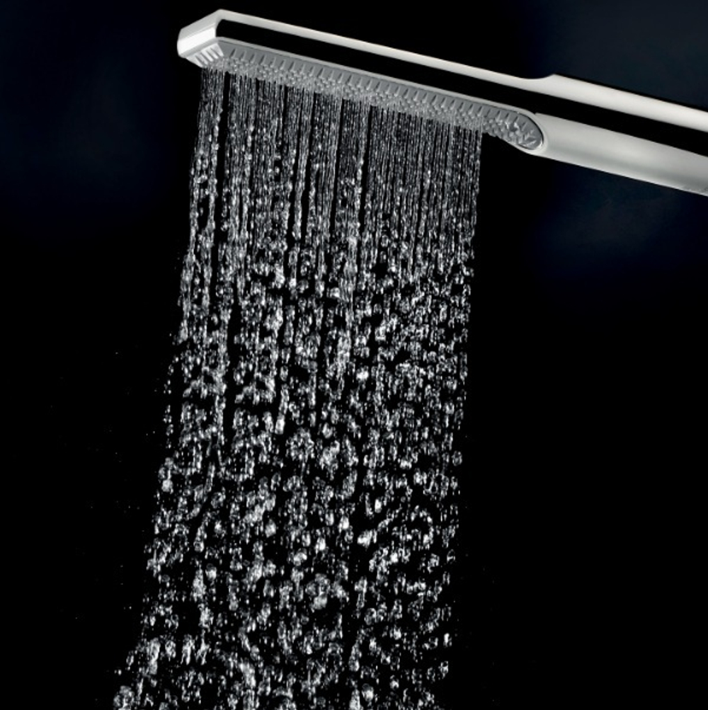 Bossini Apice смеситель для ванны с кнопочным переключением на 2 выхода, излив 207 мм, ручной душ Slim на фиксированном держателе, шланг Cromolux 150