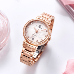 STARKING Mechanical Movement Stainless Steel Watchband Watch Women"s Watch White Dial