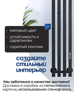 Полотенцесушитель электрический черный вертикальный Marco PRO 4 90 x 18