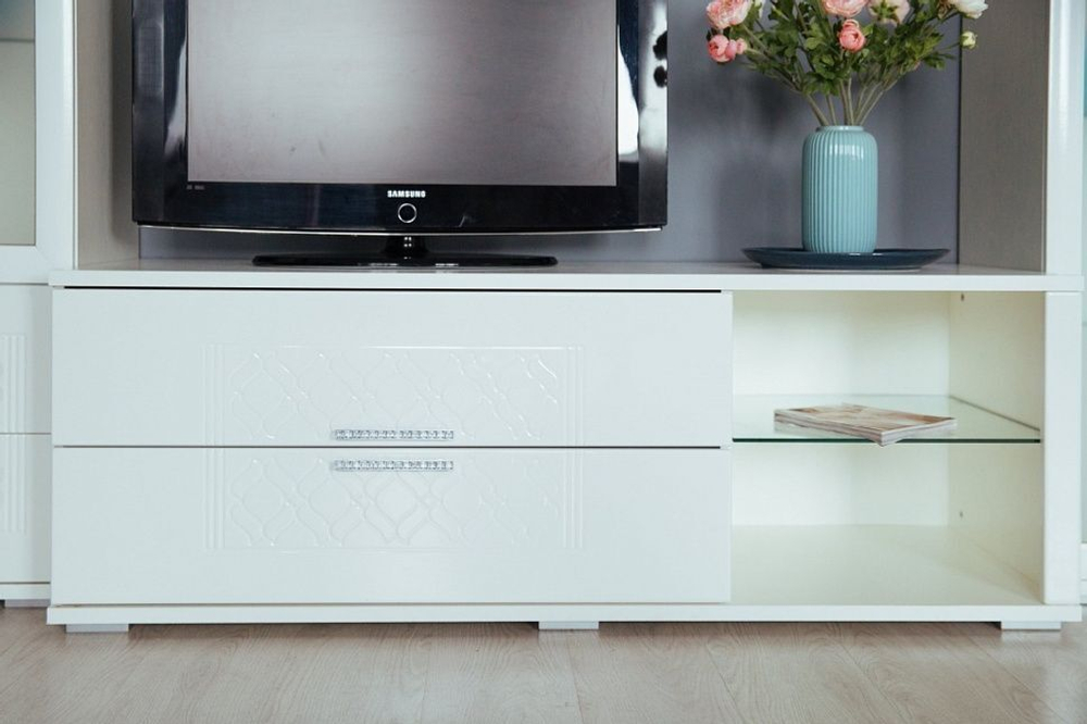 Гостиная Тиффани комплект (Белый/Белый глянец)