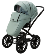 Детская коляска Adamex Chantal Retro Deluxe 3 в 1 C-SA20 (СЕРО-ЗЕЛЕНАЯ КОЖА)