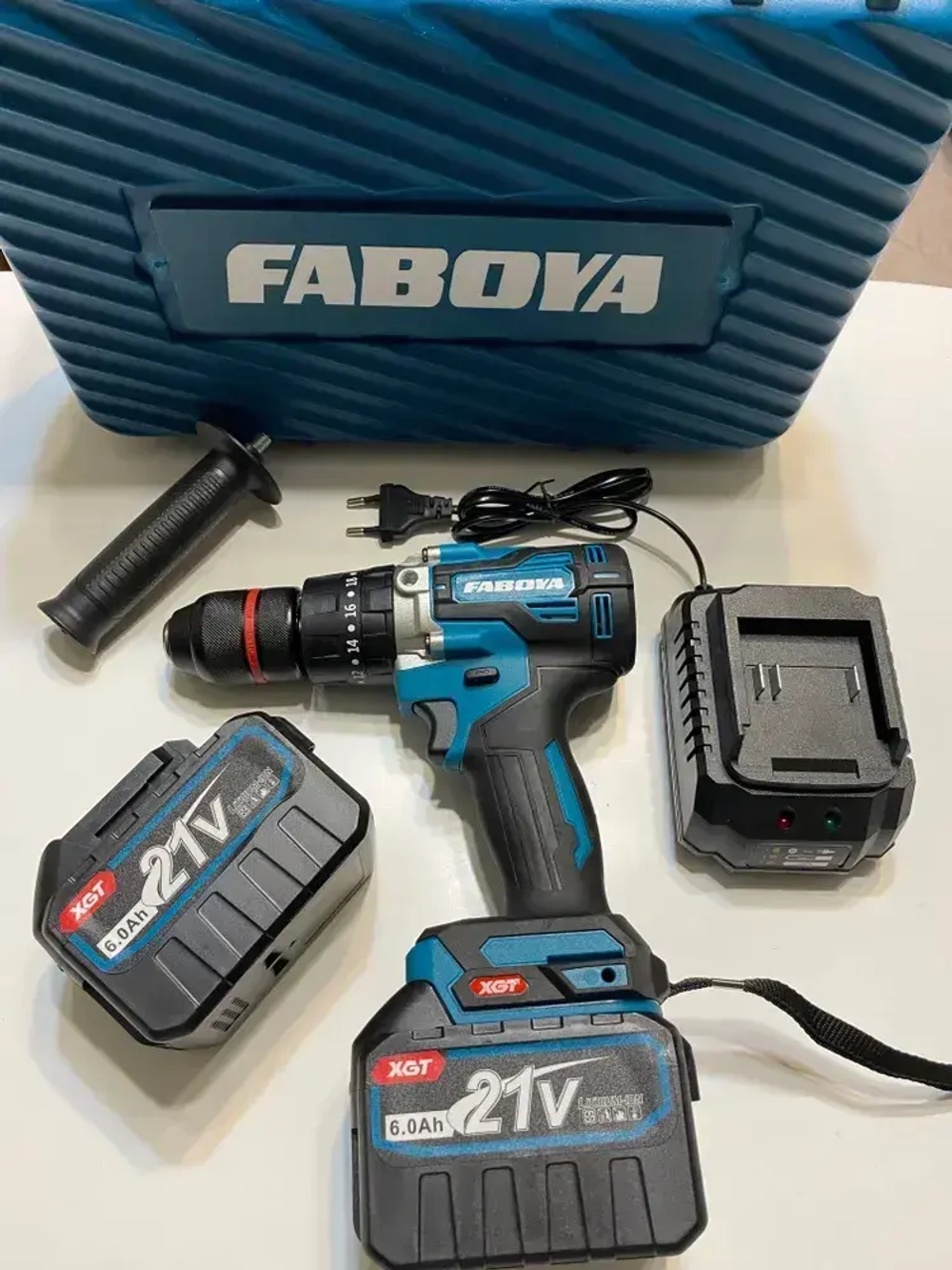 FABOYA Дрель-шуруповерт, 21 В, 120 Нм, 2 АКБ