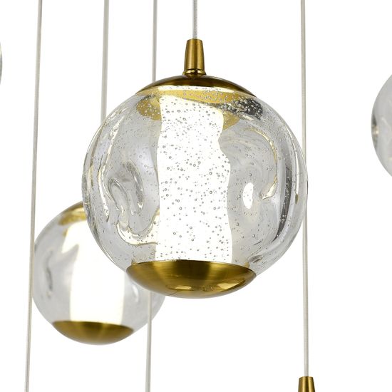 SL6520.303.20 Светильник подвесной ST-Luce латунь/прозрачный с пузырьками воздуха LED 1*100W 4000K HELMI