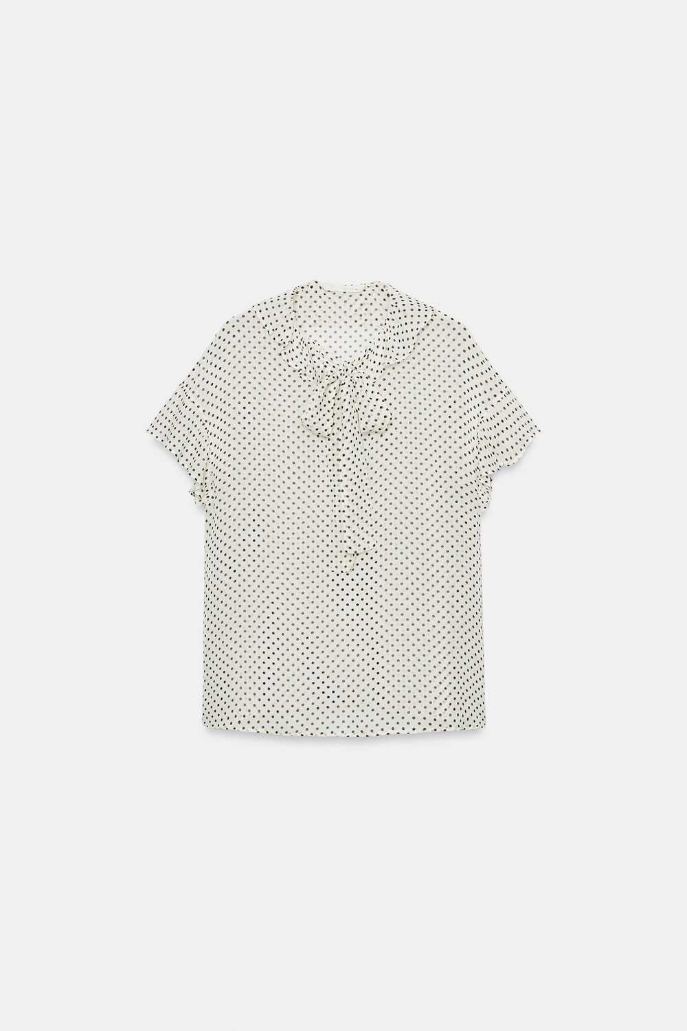 ZARA БЛУЗА С ЗАВЯЗКАМИ И ПРИНТОМ В ГОРОШЕК — ZW COLLECTION, БЕЛЫЙ