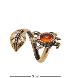AM-3803 Кольцо «Черепашка с листиком» (латунь, янтарь)