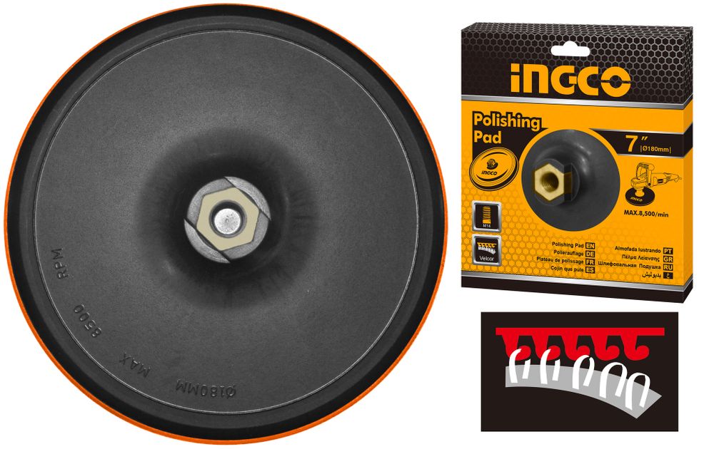 Опорная тарелка для полировальной машины 180 мм INGCO APP0111801