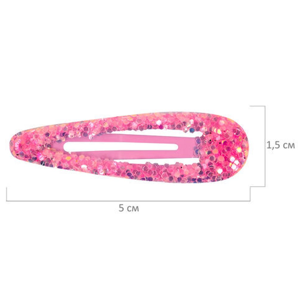 Заколки для волос НАБОР 4 шт, 5 см, клик-клак, с блестками, разные цвета MONTE VITA 457091