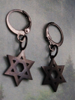 Серьги кольца Звезда Давида. Черные