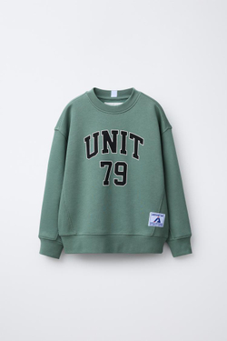 ZARA ТОЛСТОВКА С НАДПИСЬЮ, ЦВЕТ МОРСКОЙ ВОЛНЫ