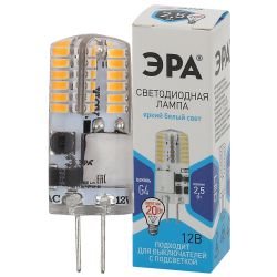 Лампа светодиодная ЭРА STD LED JC-2,5W-12V-SLC-840-G4 2,5Вт силикон капсула нейтральный белый свет G4 | Лампы cветодиодные Капсульные (G4, G9)