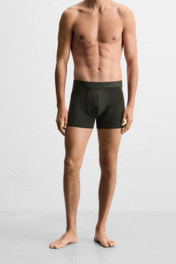 ZARA НАБОР ИЗ ТРЕХ БАЗОВЫХ ТРУСОВ-БОКСЕРОВ, ХАКИ