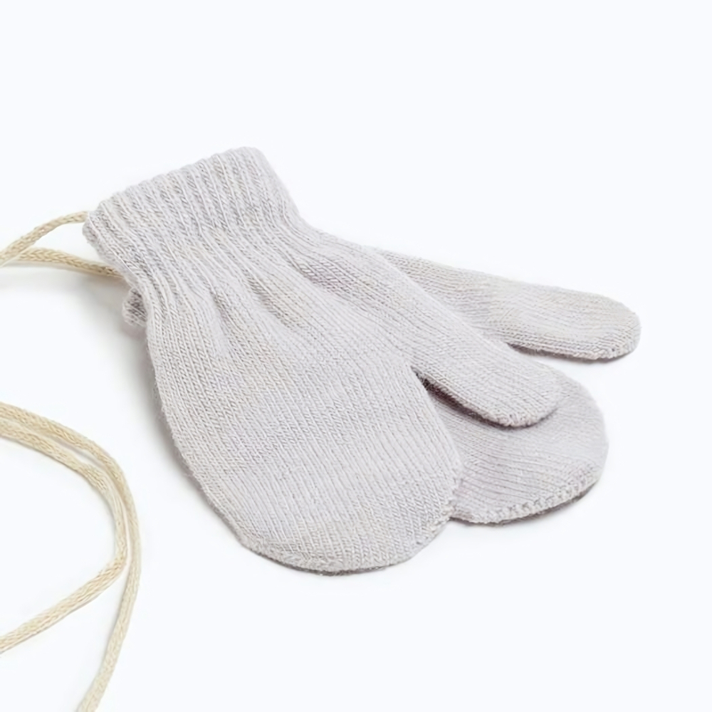 Варежки однослойные "Однотонные", серый, р-р 15 (6-8 лет) 5133457, 1 шт.