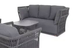 "Лугано" лаунж-зона 5-местная плетеная из роупа (веревки), каркас алюминиевый темно-серый, роуп темно-серый
