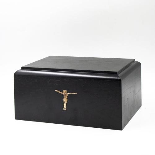 Урна для праха "Реквием M" черное дерево с декором Распятие