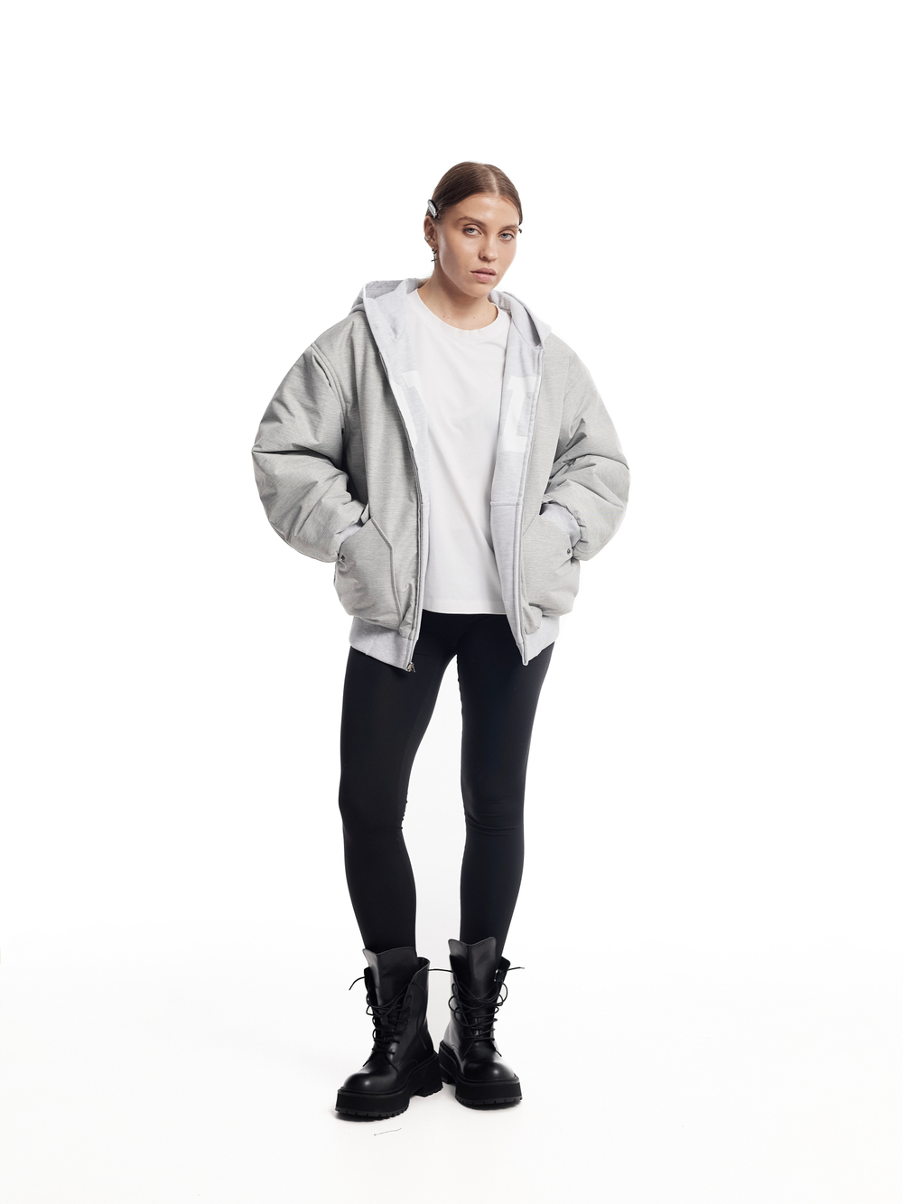 Двухсторонний Бомбер SDW в цвете серый меланж