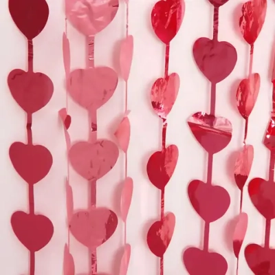 Занавес фольгированный «Сердце» ш1м, в2м (глянец), красный