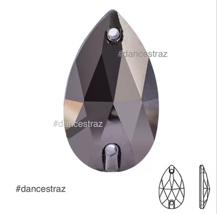 Стразы пришивные, Teardrop, Jet Metallic Silver, 001MS, 11*18mm, (24 ea/pkg), 5A+best, (F2)