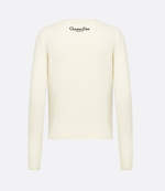Женский свитер Dior Souvenir Embroidered Sweater из белого кашемира 100% с многоцветной вышивкой «Portofino» — весна‑лето 2025