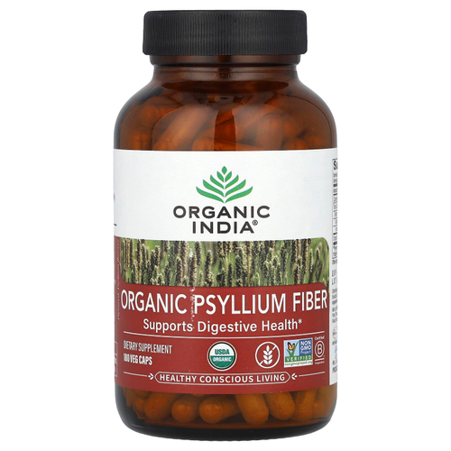 Organic India, Органическая клетчатка подорожника, 180 растительных капсул (0,52 г в капсуле)