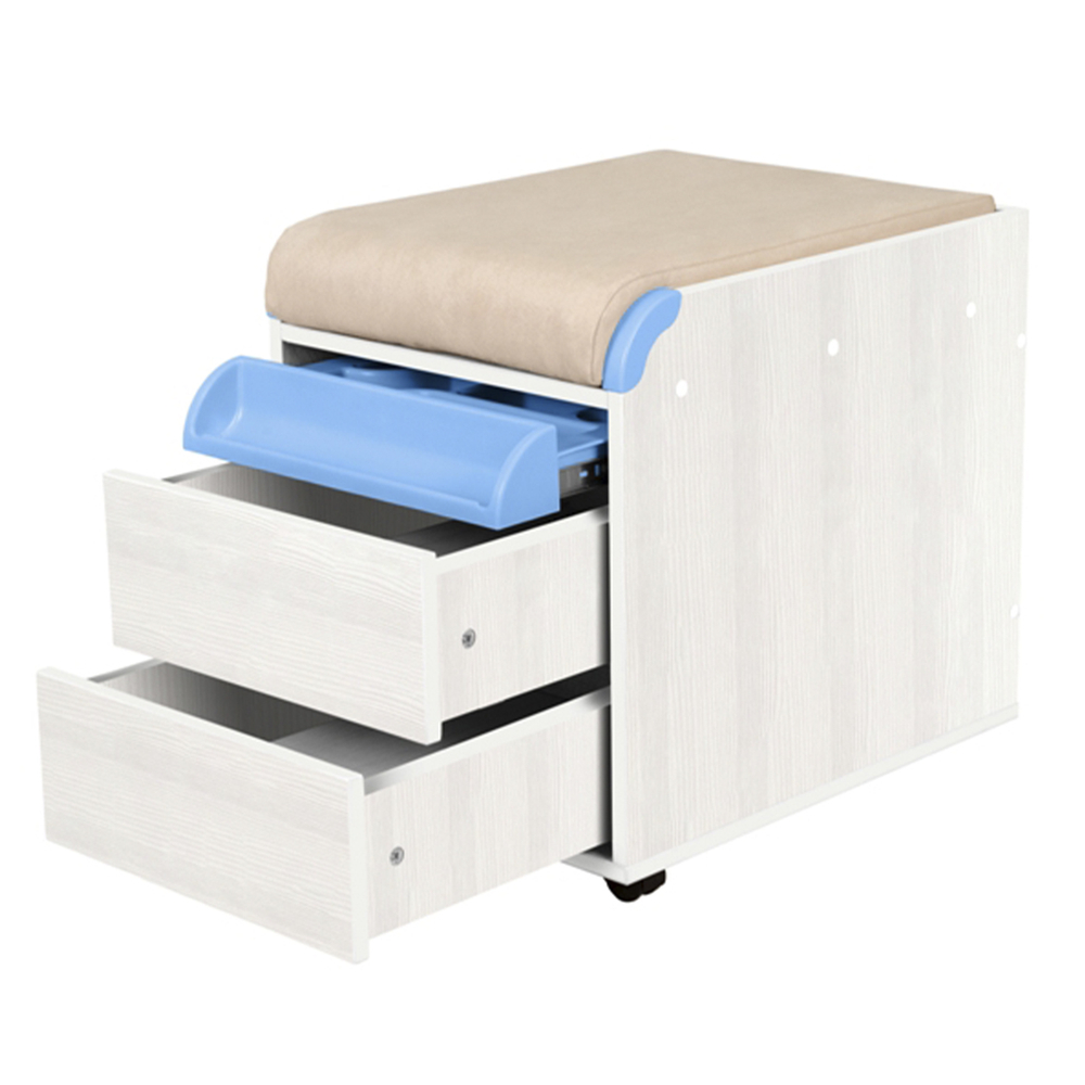 Тумба Дэми на колёсиках с 2 ящиками, органайзером для канцелярии и пуфом (ТУВ.10)