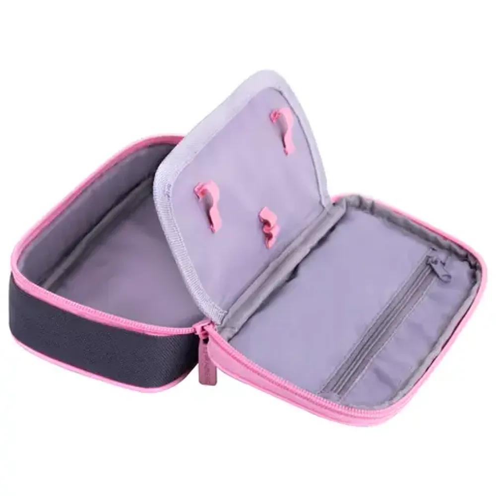 Пенал мягкий 1 отделение 210*100*35 Brauberg, серо-розовый, ткань