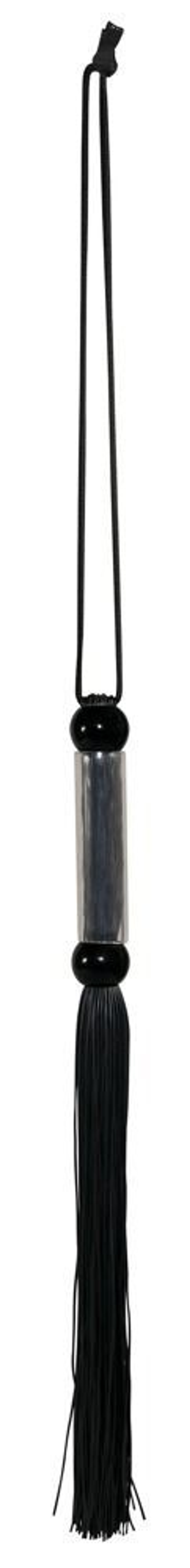 Чёрная мини-плетка с железной ручкой - 26 см. (Цвет: черный)