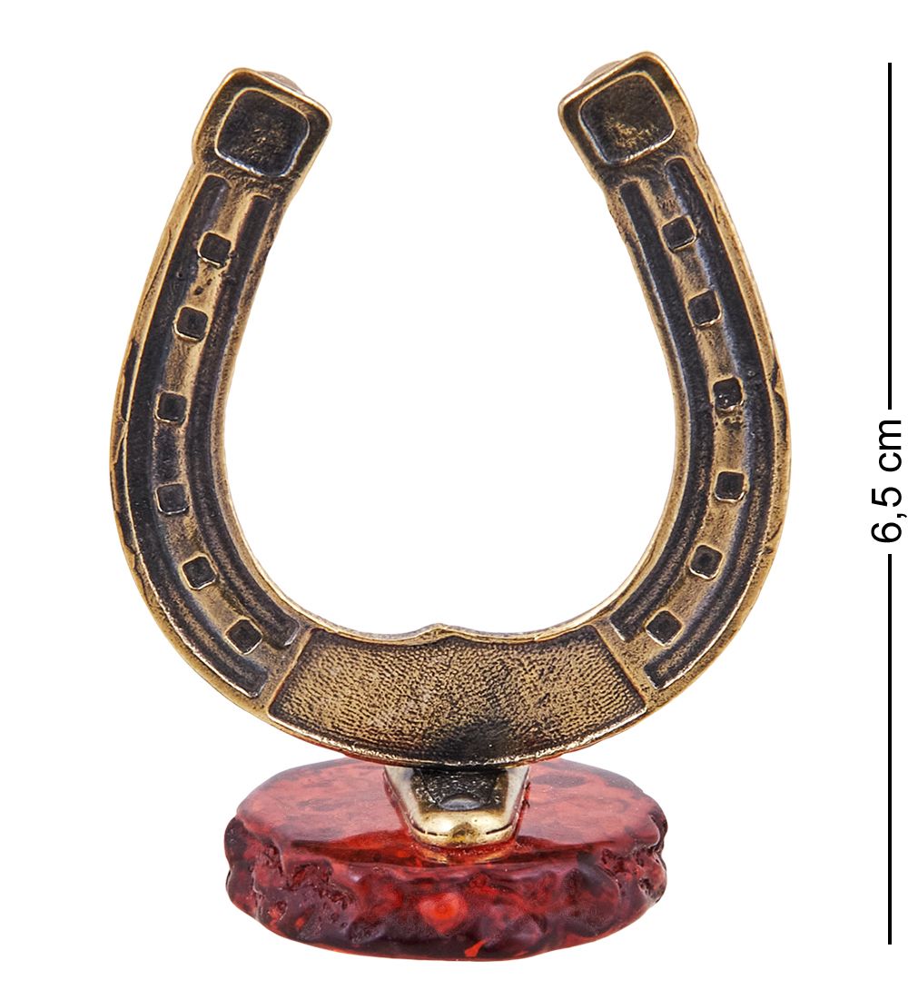 Народные промыслы AM-3702 Фигурка «Подкова» (латунь, янтарь)