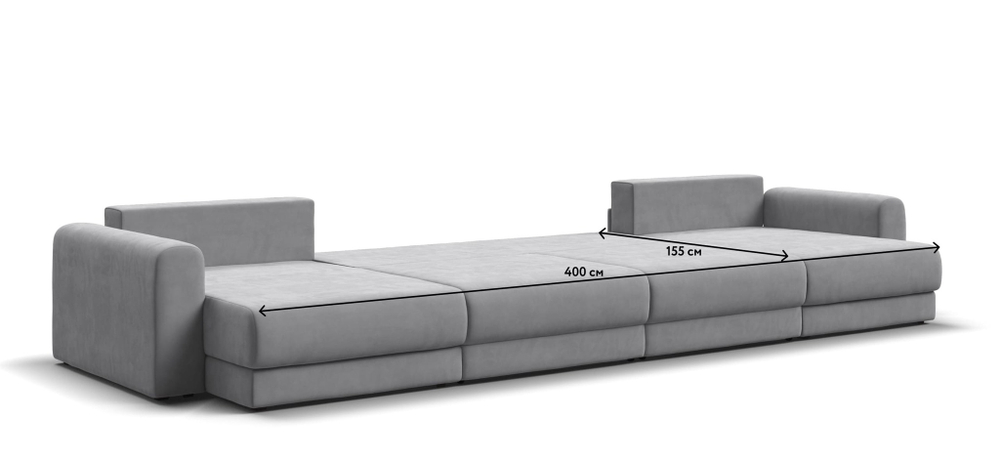 Модульный п-образный диван РИЧМОНД MODOOL Велюр Monolit сталь