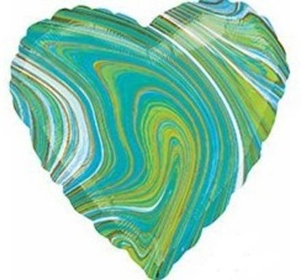 Сердце "Зелено-голубой мрамор" 46 см
