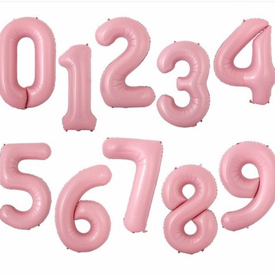 Шар цифра РОЗОВАЯ пастель 100см