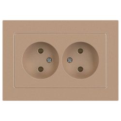 Розетка Intro Accent 6-204-04 двойная 2х2P 16А-250В IP20 СУ AL/CU шампань | Intro