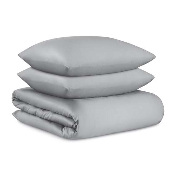 Комплект постельного белья из премиального сатина светло-серого цвета из коллекции essential, 150х20