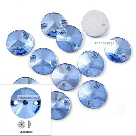 Стразы пришивные, Rivoli, Light Sapphire A3-P11, 14mm, (36 ea/pkg), (F2)