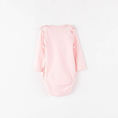 Ruffled long-sleeved kimono bodysuit 0-3 months - Berry Mousse