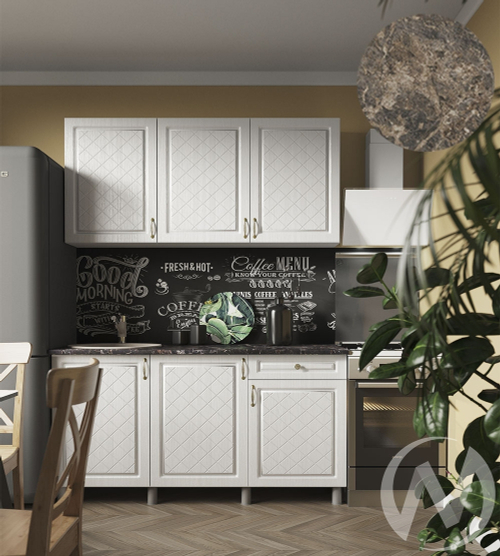 Кухня Вильма 1.5м (корпус белый/арктик; арктик) 38мм королевский опал