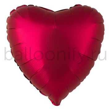 Фольгированная фигура, сердце, 18"/46СМ Сатин Cherry