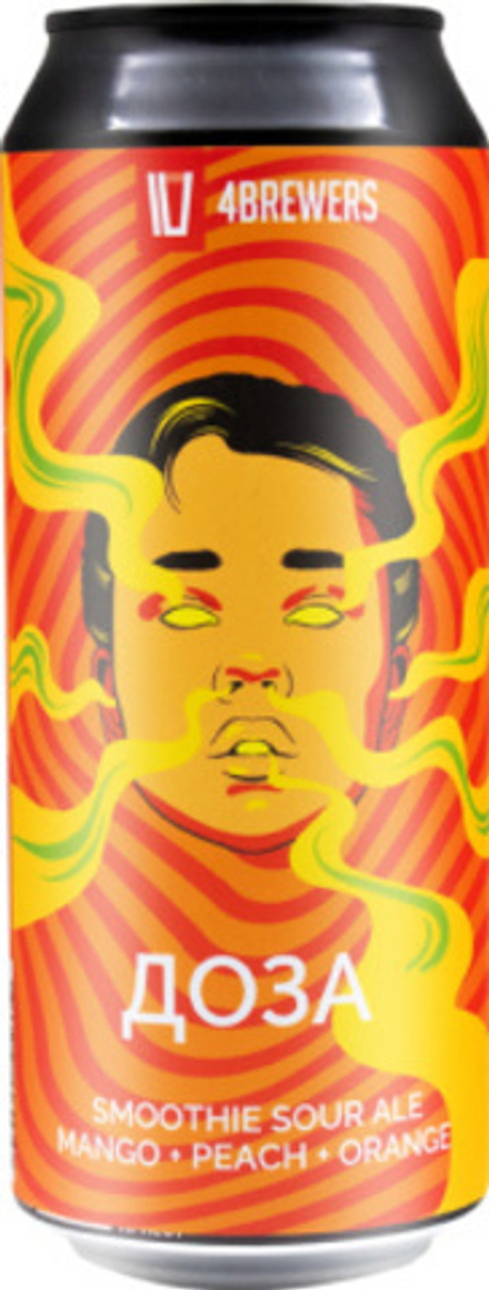 Пиво Четыре Пивовара Доза Манго Пич Орандж / 4 Brewers Doza Mango Peach Orange 0.5 - банка