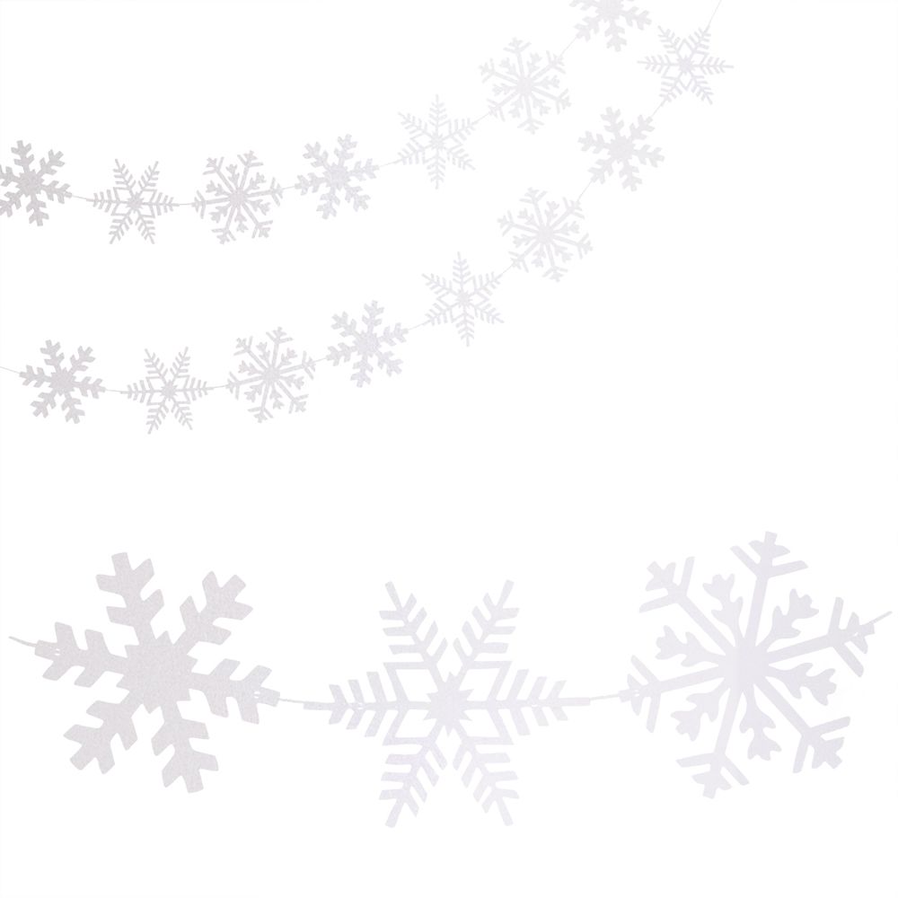 Гирлянда-подвеска Ассорти снежинок, Жемчужный, Перламутр, 195 см, 13 см*6 шт, 1 упак.