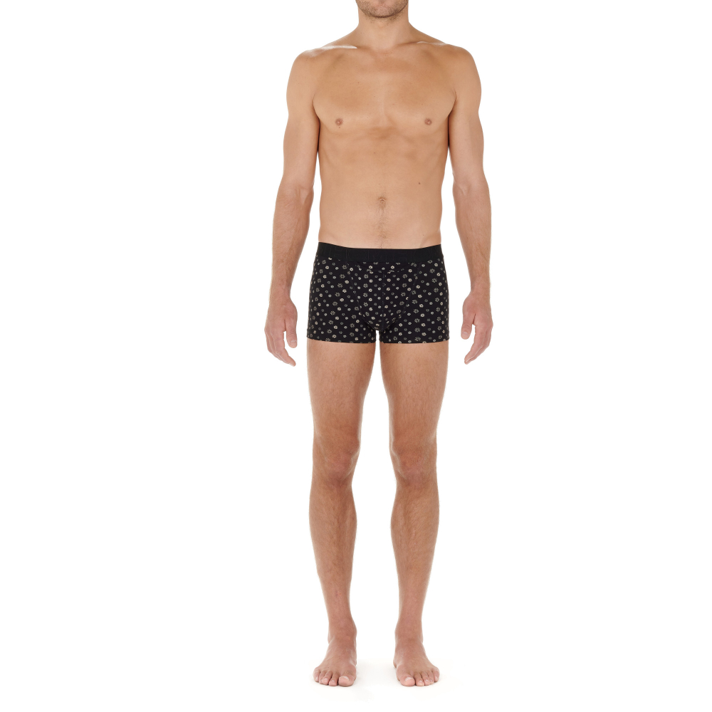 Мужские трусы боксеры набор из 2-х штук (черные, черные с принтом) HOM JOAN #2 Boxer Briefs HO1 2p 402660_40D042